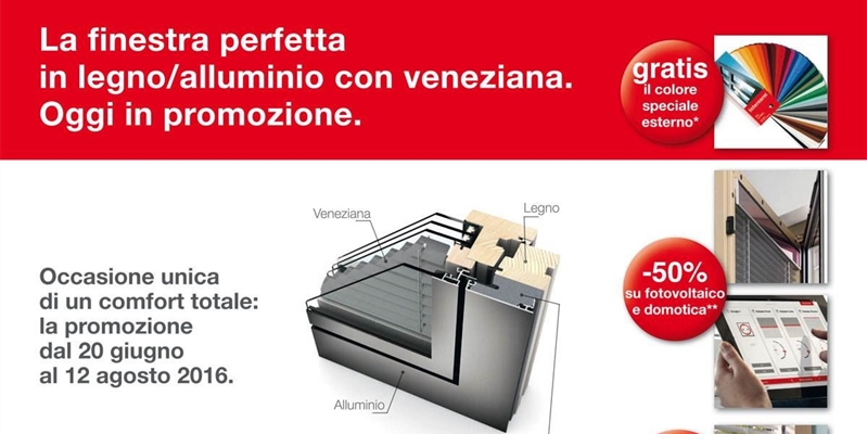 Promozione Internorm dal 20 giugno al 12 agosto 2016 - Finestra in legno/alluminio con veneziana